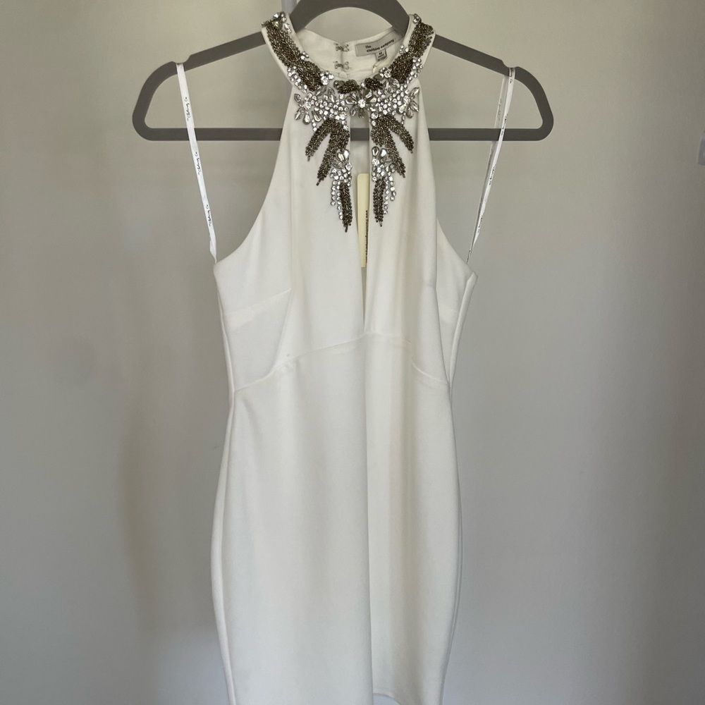 White beaded bodycon dress